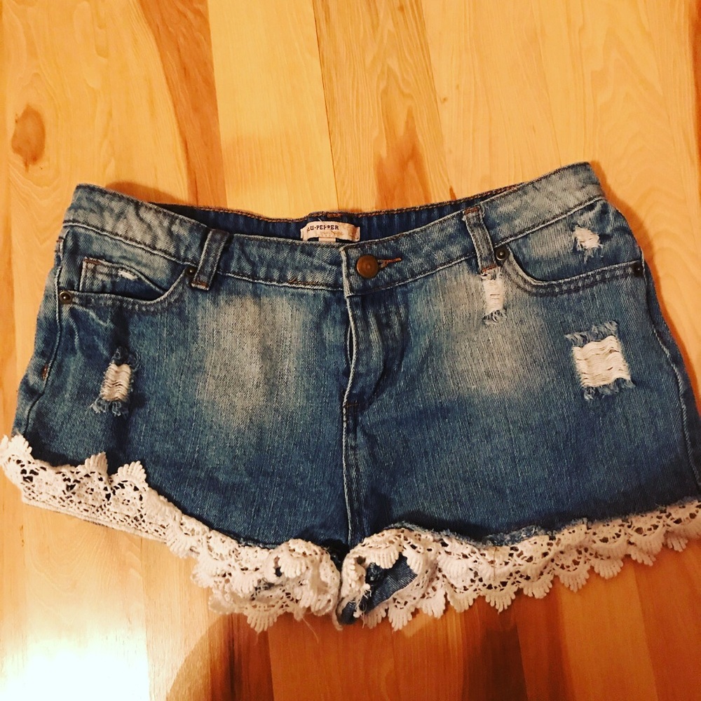 Lace Denim shorts